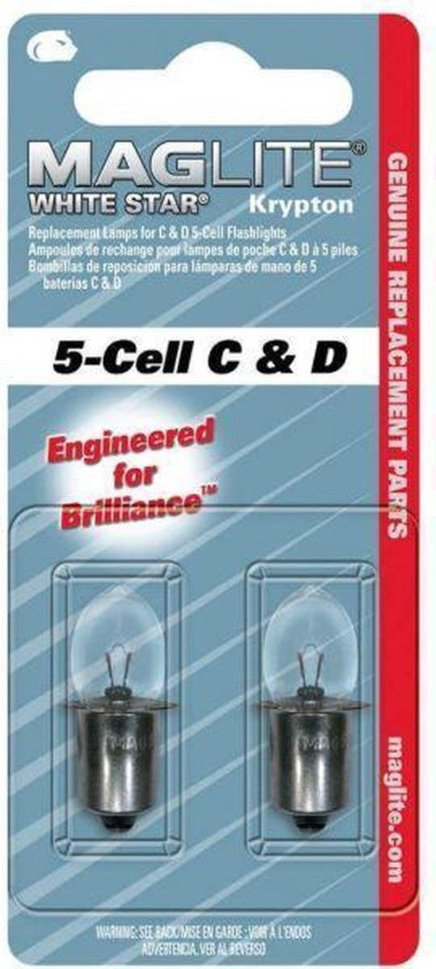 Reservelampjes White Star Krypton voor Maglite 5-cell C &amp; D (2 stuks)