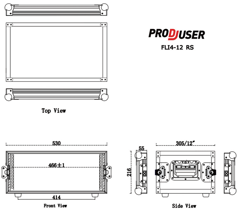FLI-4-12 RS ProDJuser 19" Rack Case 4U korte versie 30.5cm