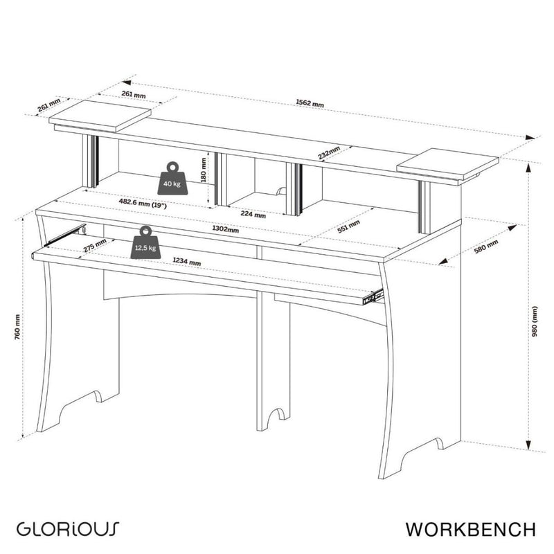 Workbench White Glorious Studio Workstation (Wit)