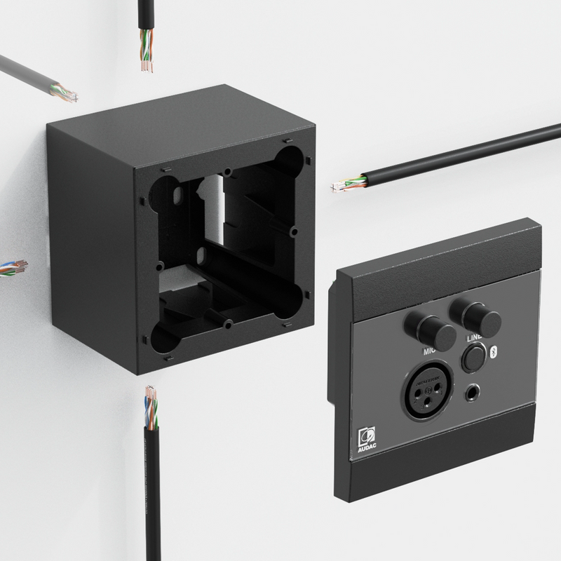 WB200/SB Audac Opbouw Wandbox voor 80 x 80 mm Wandpanelen (Zwart)