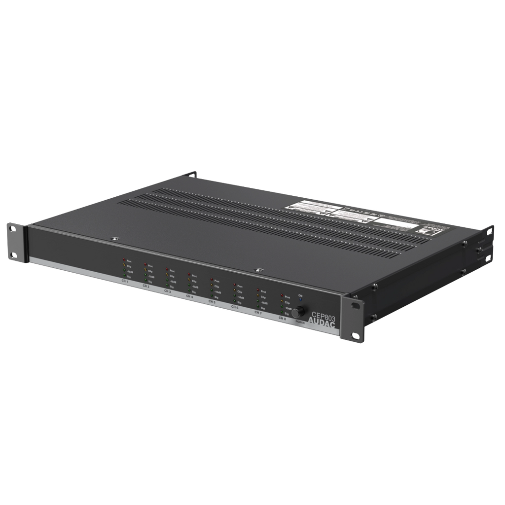CEP803 Audac Octo Kanaal 4 Ohm Energiezuinige Versterker 8 x 30W - 70/100V