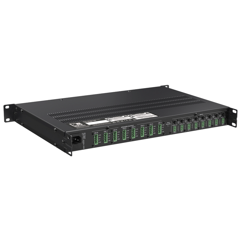 CEP803 Audac Octo Kanaal 4 Ohm Energiezuinige Versterker 8 x 30W - 70/100V