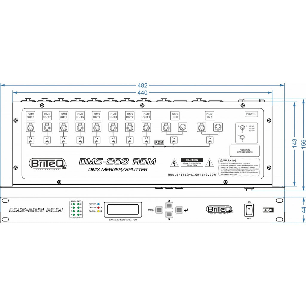 DMS-283 RDM Briteq DMX-merger Splitter Booster (XLR 3p)
