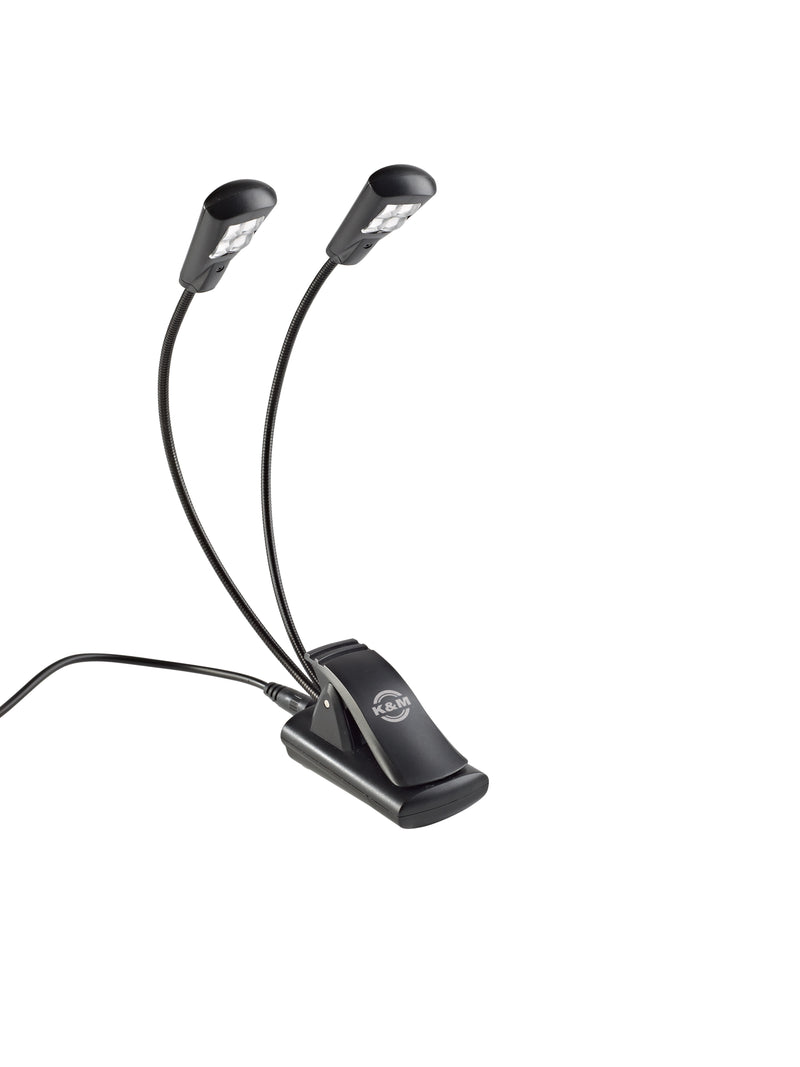 12245 K&amp;M MUSIC LIGHT STAND 2 ARMEN 4 LEDs MET VOEDING