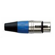 XLR CONNECTOR VROUWELIJK, NICKEL BEHUIZING - BLAUW