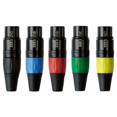 XFK203BY XLR CONNECTOR VROUWELIJK 3 POLIG ZWART MET GELE EINDDOP DAP AUDIO 
