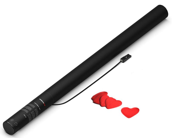 Elektronische Confetti Shooter Magic FX 80cm Papier Hartvormig Rood