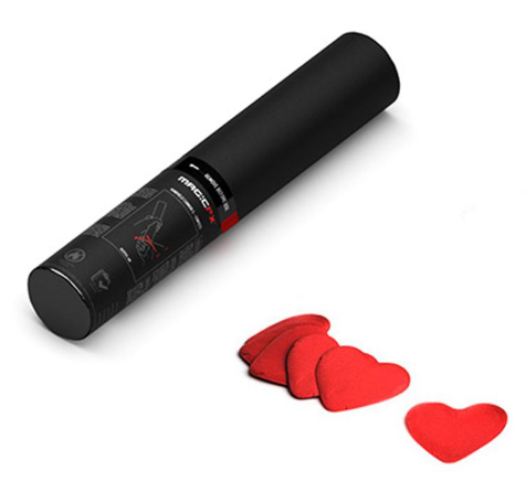 Handmatige Confetti Shooter Magic FX 28cm Papier Hartvormig Rood