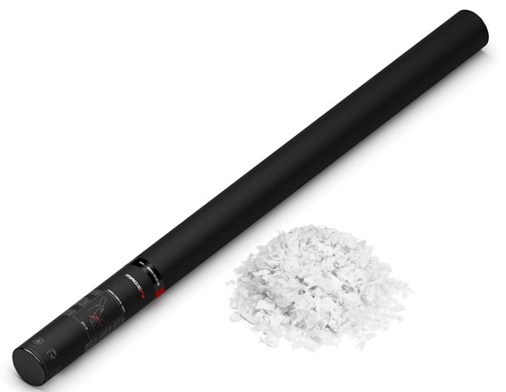 Handmatige Confetti Shooter Magic FX 80cm Papier Sneeuwvlokken Wit