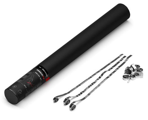 Handmatige Streamers Shooter Magic FX 50cm Metallic Zilver