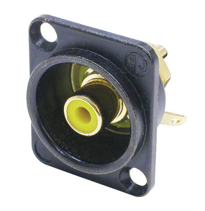NF2D-B-4 RCA CHASSIS BLACK HOUSING D-SIZE YELLOW NEUTRIK