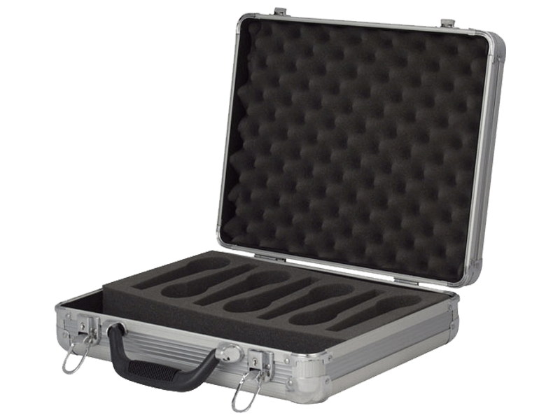 DAP FLIGHTCASE MICROPHONE CASE FOR 7 MIC'S SILVER RIB