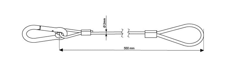 Veiligheidskabel SWL 5KG - 500MM Doughty 