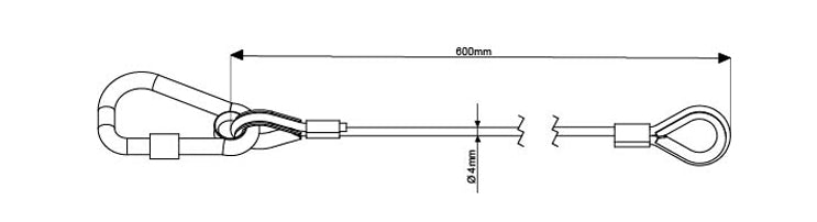Veiligheidskabel 60CM SWL 36KG/4MM Zwart Gekeurd Doughty