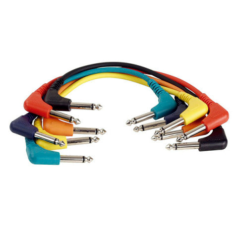 FL4130 DAP-AUDIO - 6 GEKLEURDE ONGEBAL. PATCH MONO JACK 90° > MONO JACK 90° / 30CM