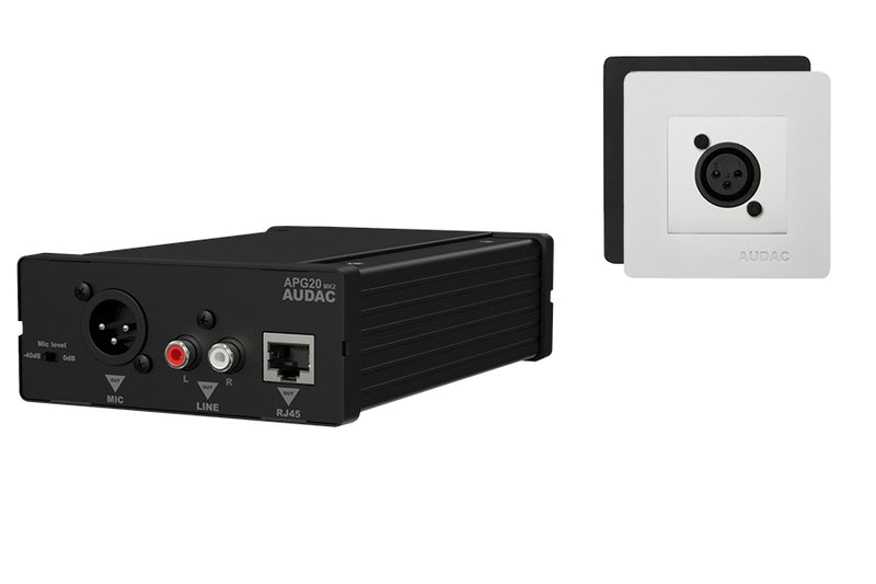 WP45M/B AUDAC APG20 SET + MIC IN. (45X45)