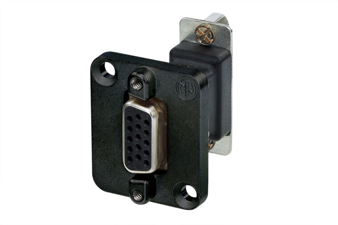 NADB15FF-B NEUTRIK VGA VROUWELIJK CHASSIS BLACK D-SIZE
