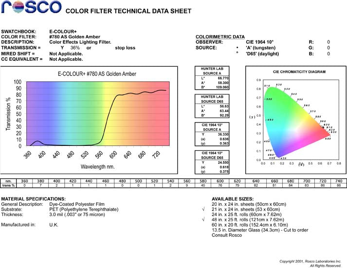 E-COLOUR #780 AS GOLDEN AMBER ROSCO