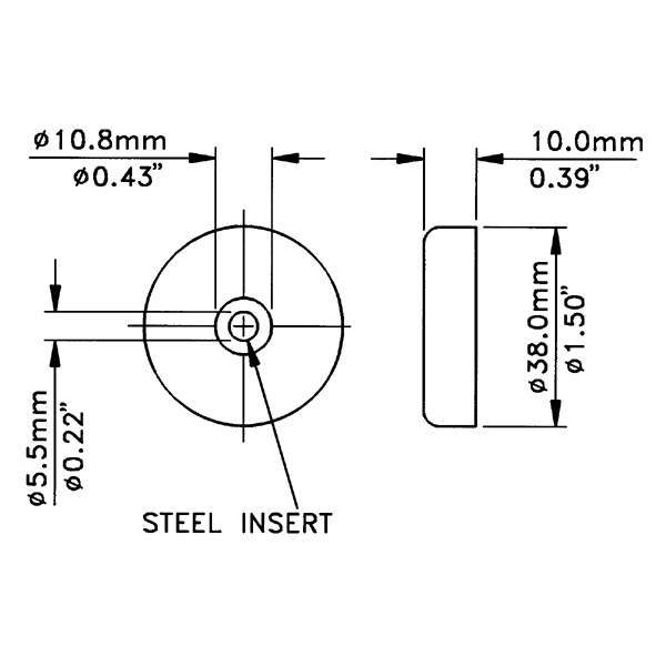F1687 RUBBEREN VOET + RONDEL 38 X 10 MM PENN ELCOM