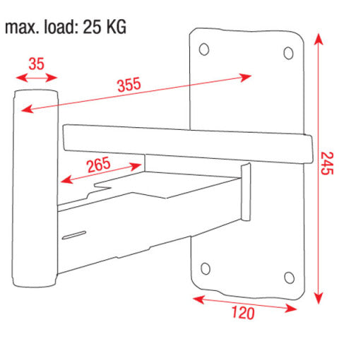 SPEAKER WALLBRACKET ADJUSTABLE MAX 25 KG DAP AUDIO