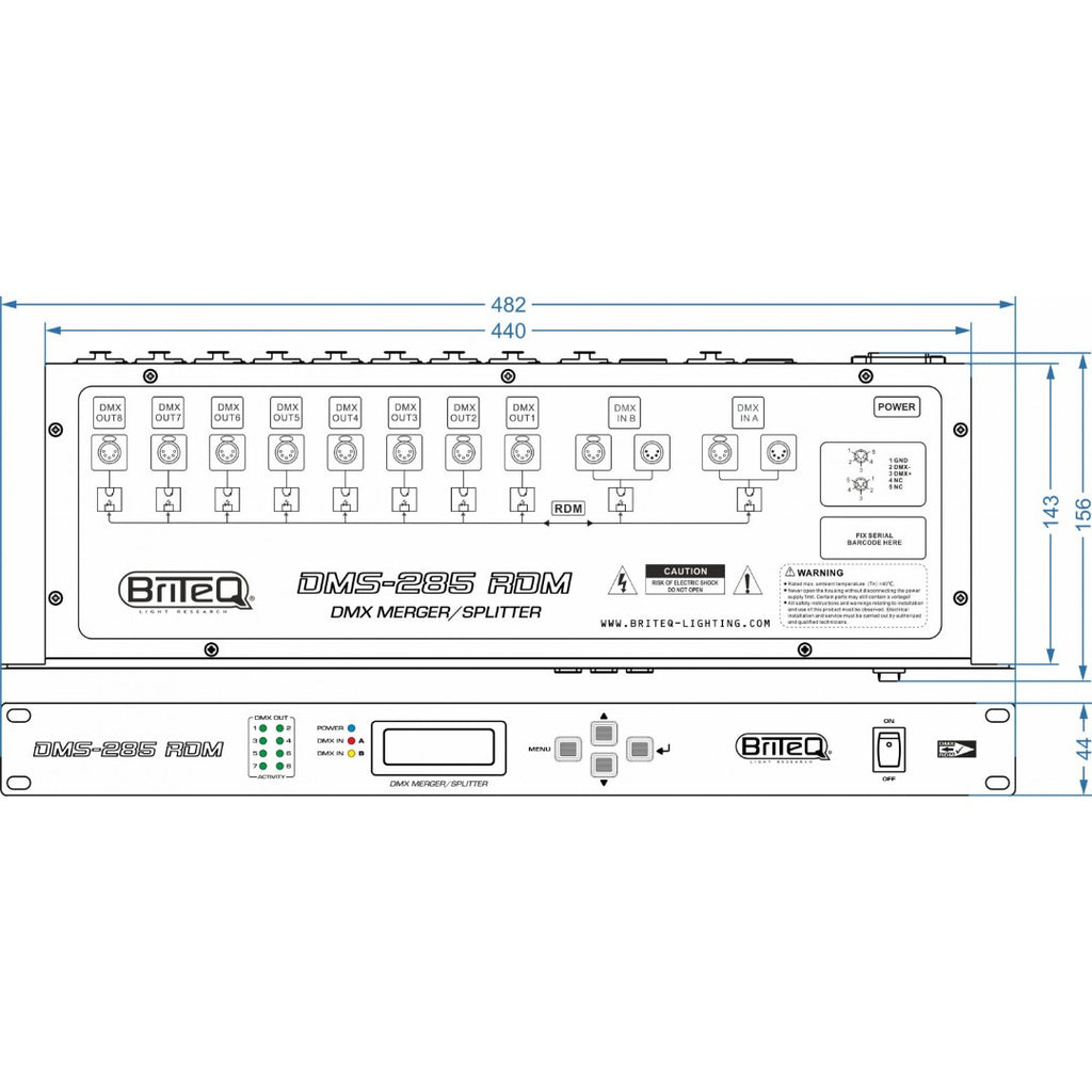 DMS-285 RDM Briteq DMX-merger Splitter Booster (XLR 5p)