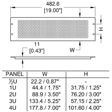 R1286/3UVK VENTILATIEPANEEL 3U ZWART PENN ELCOM