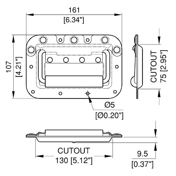 H7159 INBOUWHANDGREEP MET VEER ZINK PENN ELCOM
