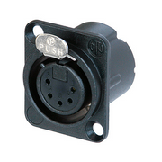 NC5FDLXB 5P. XLR CHASSIS FEMALE ZWARTE BEHUIZING/GOUDCONTACT NEUTRIK