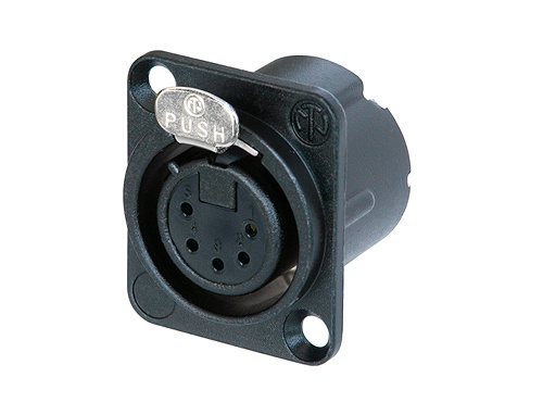 NC5FDLXB 5P. XLR CHASSIS FEMALE ZWARTE BEHUIZING/GOUDCONTACT NEUTRIK