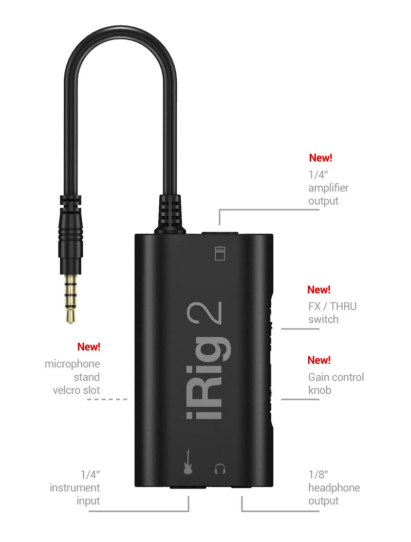 iRIG2 IK MULTIMEDIA ANALOGE GITAAR/BAS INTERFACE VOOR iOS