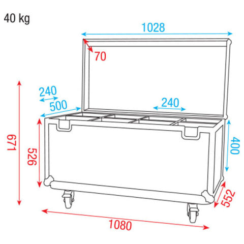 D7511 FLIGHTCASE VOOR 8X PAR 64 DAP AUDIO